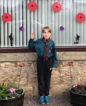 Murray of 1st Forres Scouts marked Remembrance at home.