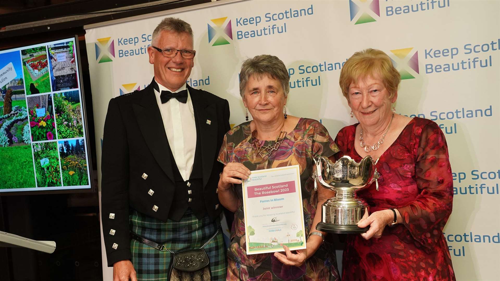 Forres In Bloom chairwoman Diane McGregor and secretary Sandra Maclennan accepting the group's Beautiful Scotland awards last year.