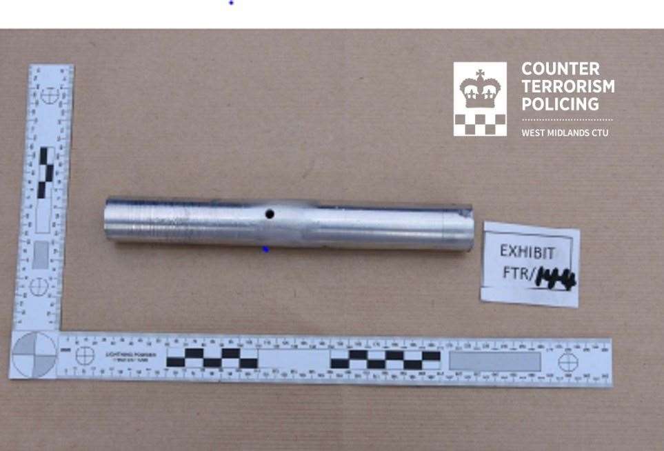 A piece of scrap aluminium tubing machined and drilled to create a crude but viable gun (West Midlands Police/PA)