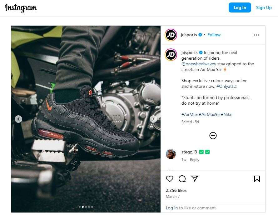One of the JD Sports Instagram posts (Screengrab/PA)