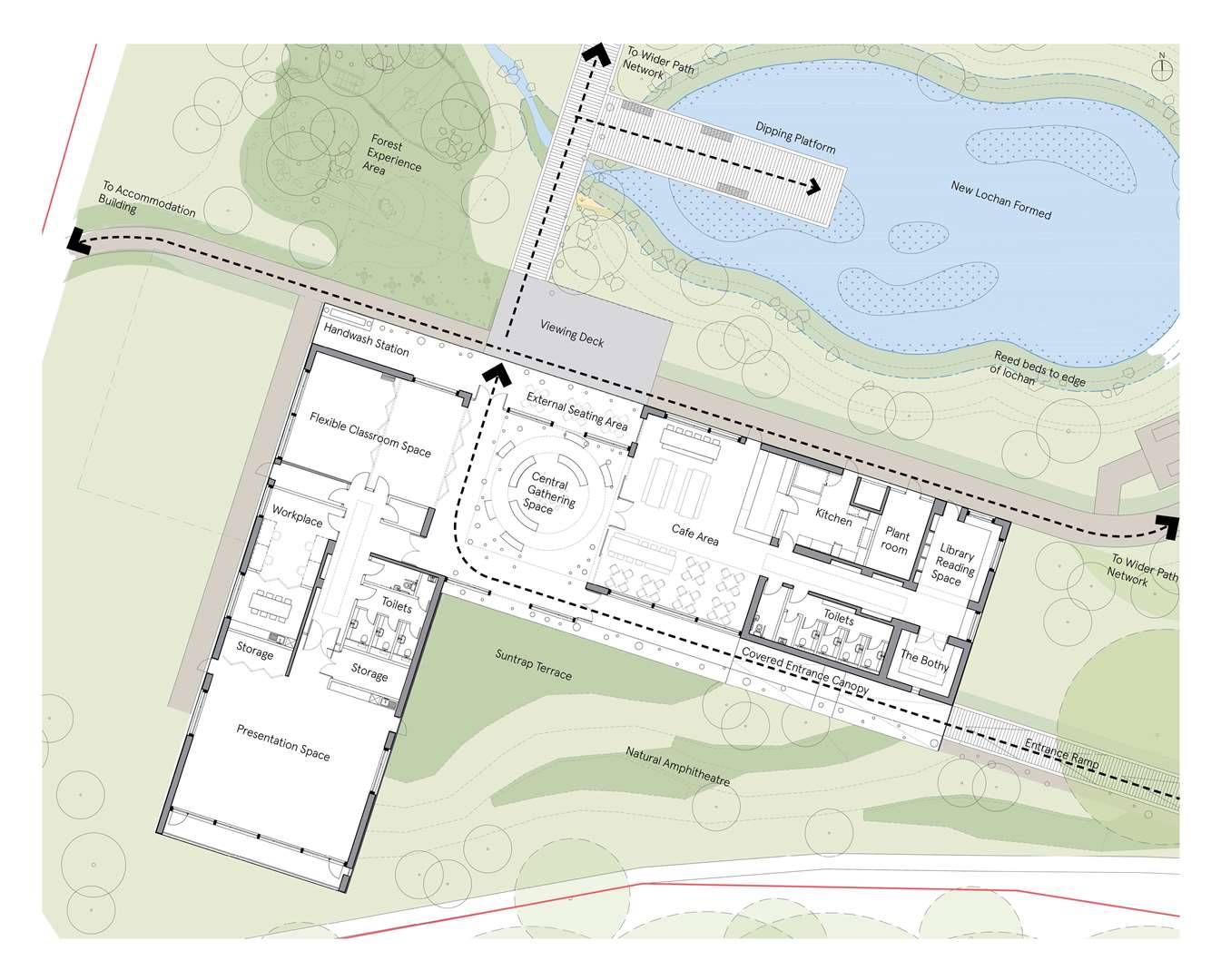 The layout design for the Dundreggan Rewilding Centre that Trees for Life want to build on their Dundreggan Estate.