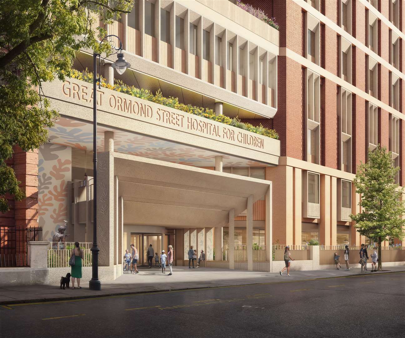 An artist’s impression of the new entrance to Great Ormond Street Hospital which will be redeveloped as part of a £300m project to build the new Children’s Cancer Centre (GOSH/PA)