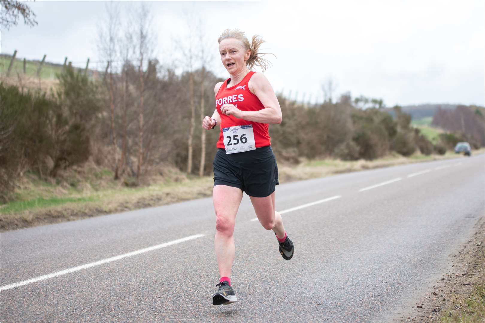 Forres Harriers' Susan Mcritchie finished 1st female and 23rd overall with a time of 43:55...2023 Glenlivet 10k Race, which raises money for Chest Heart & Stroke Scotland. .. Picture: Daniel Forsyth..
