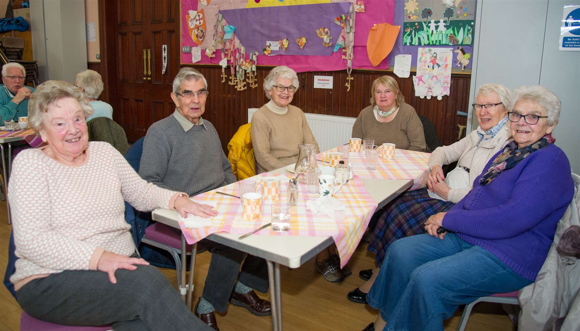 From left Mary Duff, Alasdair Morton, Audrey Gordon, Joy Gordon, Joan Paterson and Margaret Wright...St Leonards church bite and blether...Picture: Becky Saunderson..