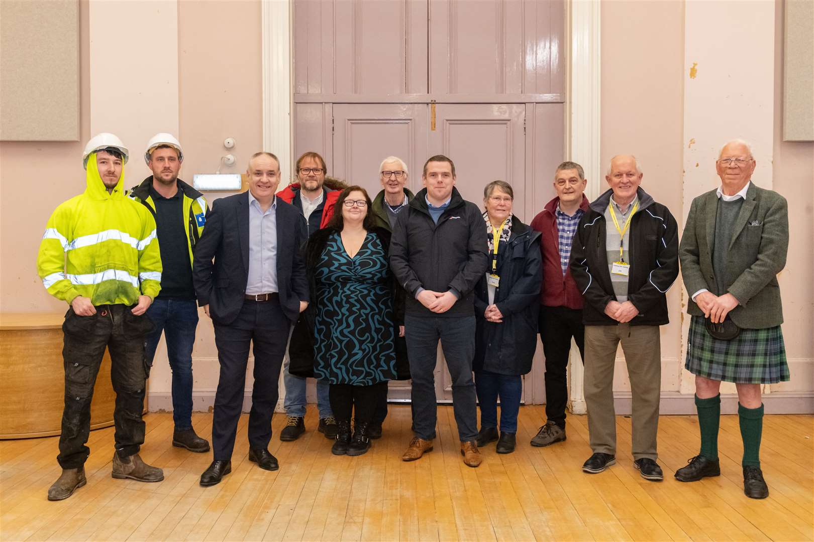 MP Douglas Ross, MSP Richard Lochhead, Money for Moray and Forres Area Community Trust members are shown around the first phase of the refurbishment.