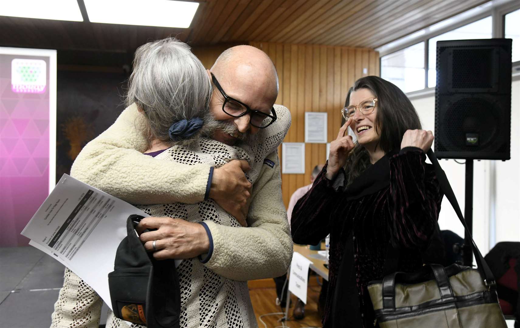 An emotional Draeyk Van Der Horn celebrates his election success. Picture: Becky Saunderson