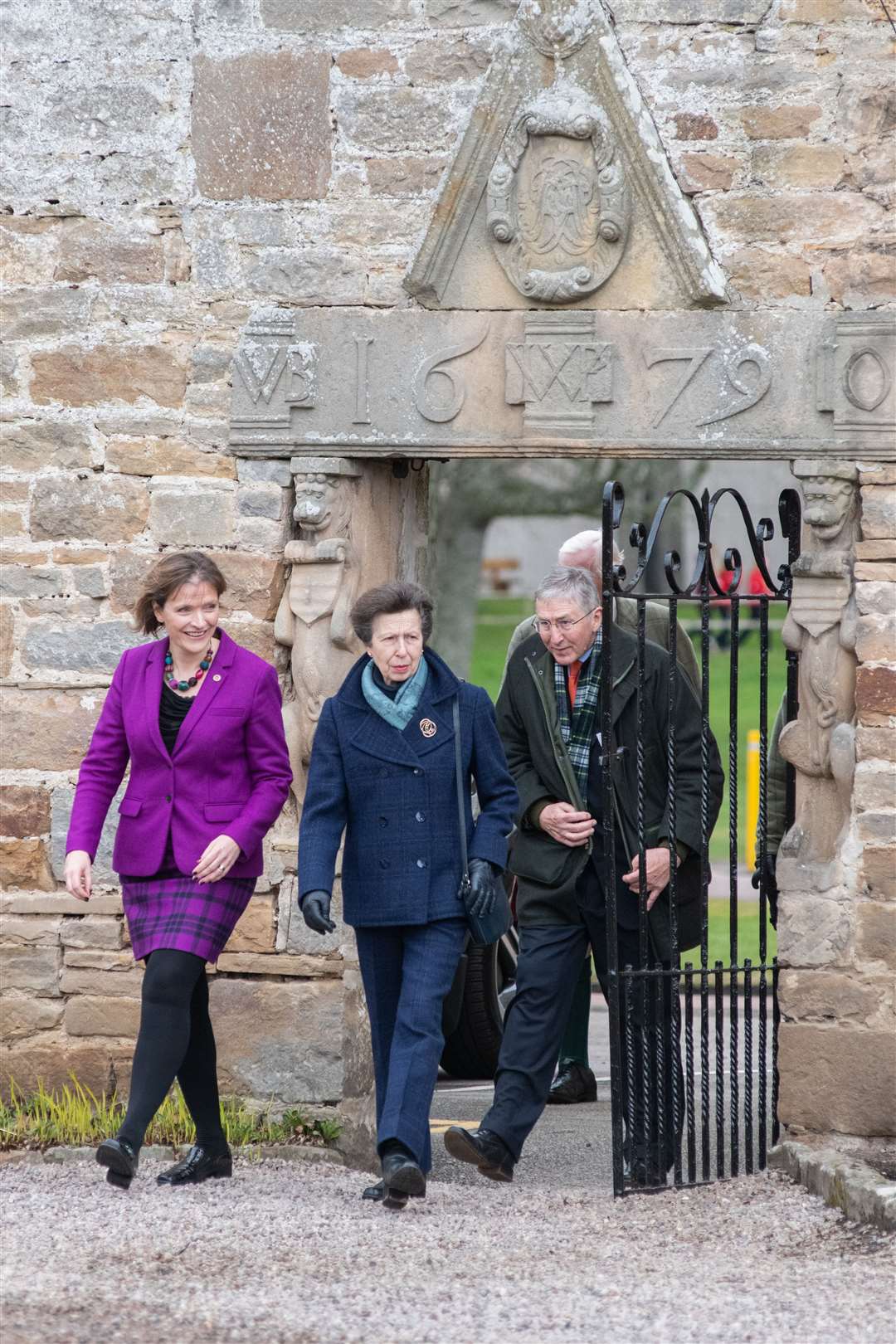 The Princess Royal arrives at Gordonstoun where she was met by Principal Lisa Kerr and chairman of the board of governors David White. Picture: Daniel Forsyth