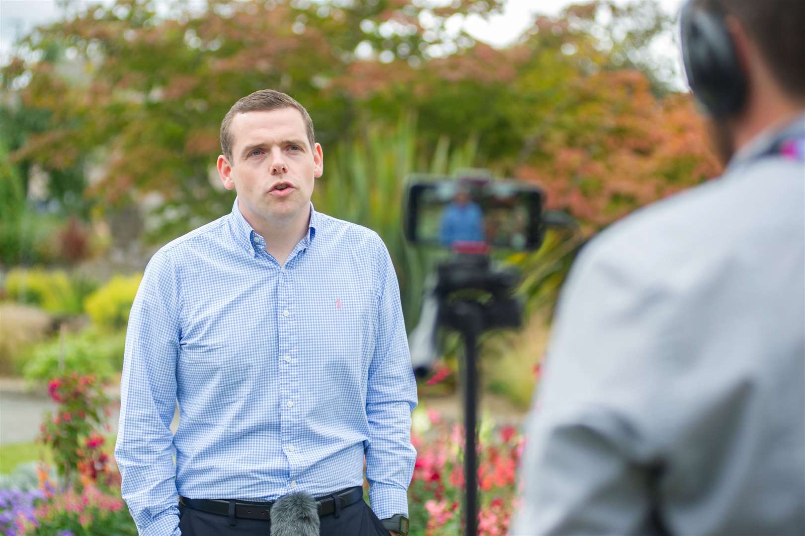 Douglas Ross interviewed by the national media...Moray MP Douglas Ross has been appointed Scottish Conservative leader...Picture: Daniel Forsyth..