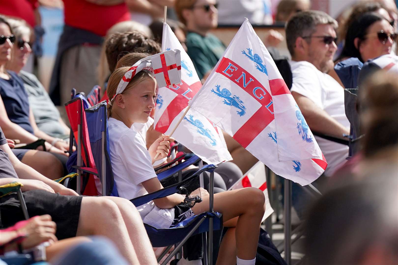 England fans in Cathedral Square, Worcester (Jacob King/PA)