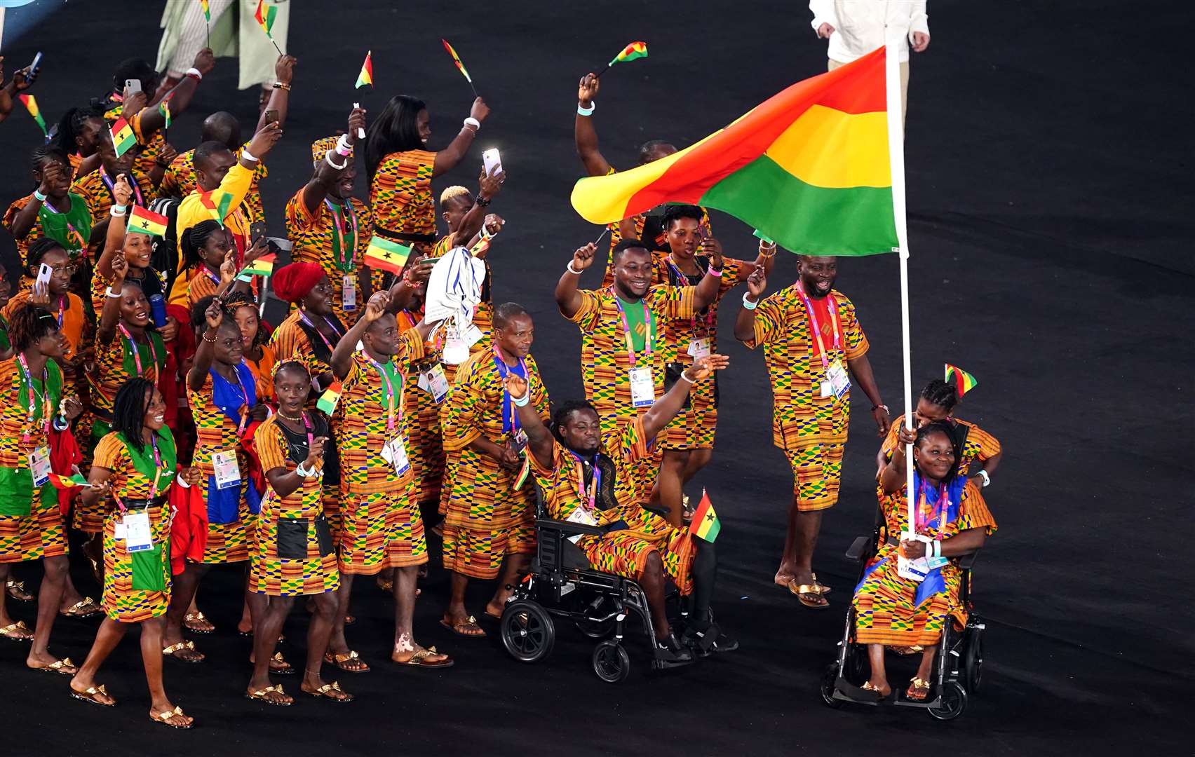 Ghana’s athletes enter the stadium (Mike Egerton/PA)