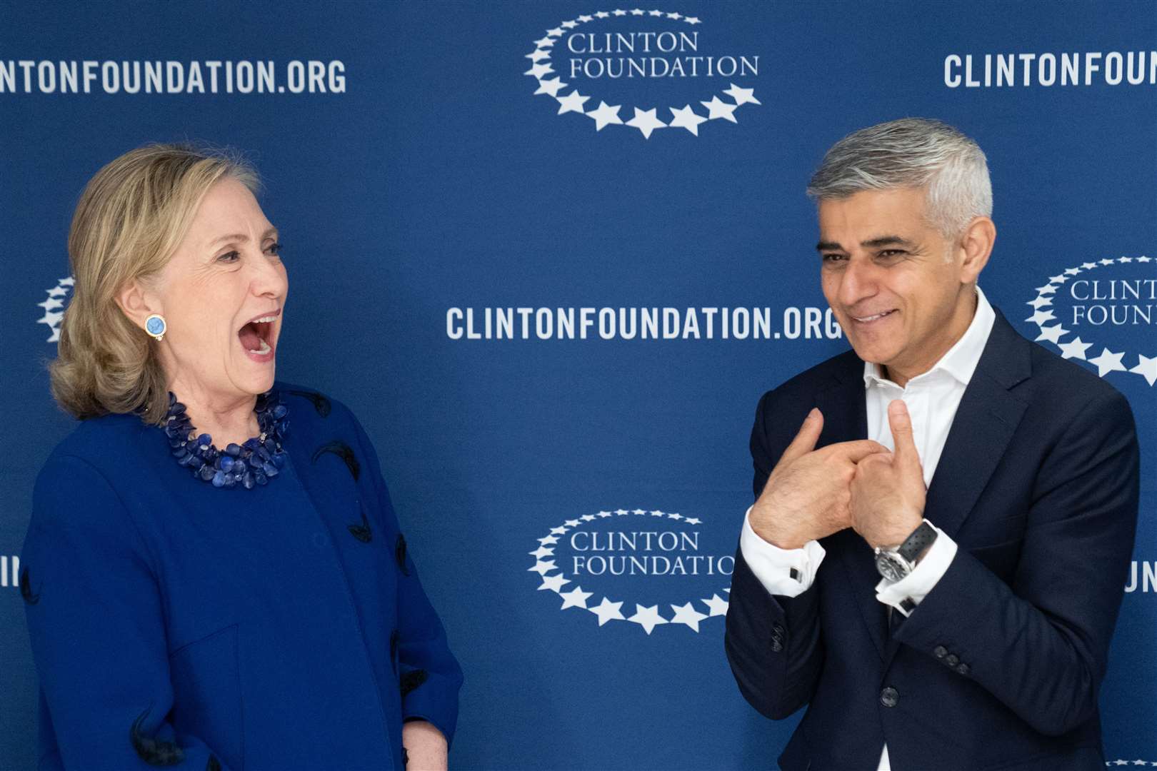 Hillary Clinton is among the political luminaries to meet with Sadiq Khan during his US tour (Stefan Rousseau/PA)
