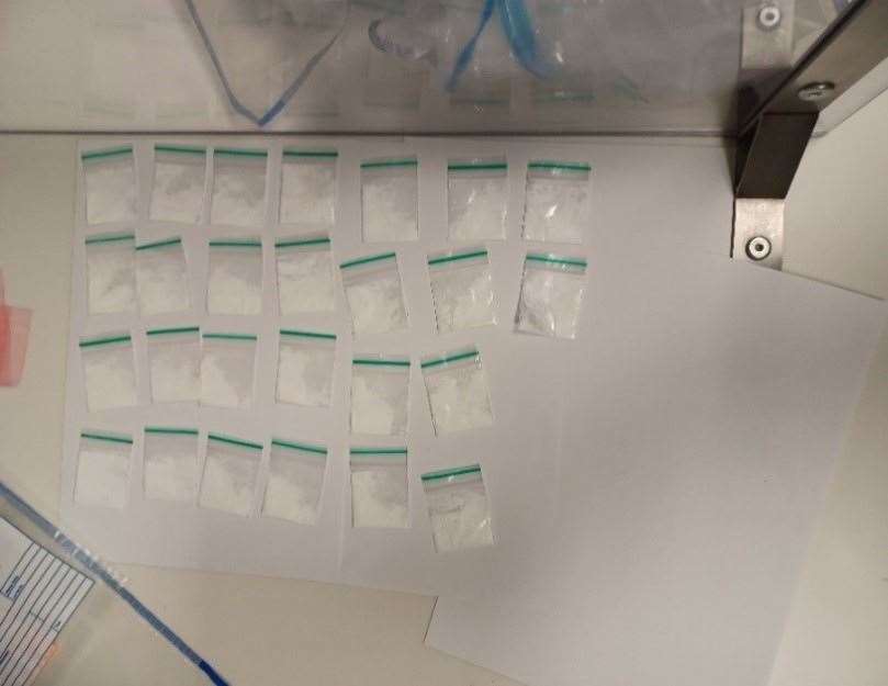 Image from Met Police showing multiple baggies containing a white substance (Met Police/PA)