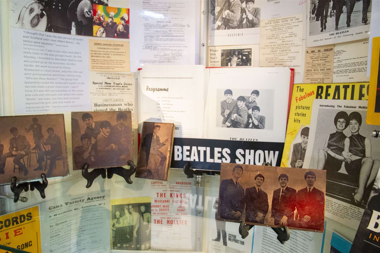 Some of the material on display in Elgin Museum's exhibition on local 1960s music promoter Albert Bonici and his popular Two Red Shoes ballroom. Picture: Daniel Forsyth.