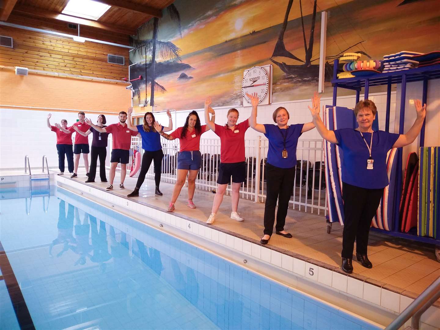 Moray Council leisure staff at Keith swimming pool.