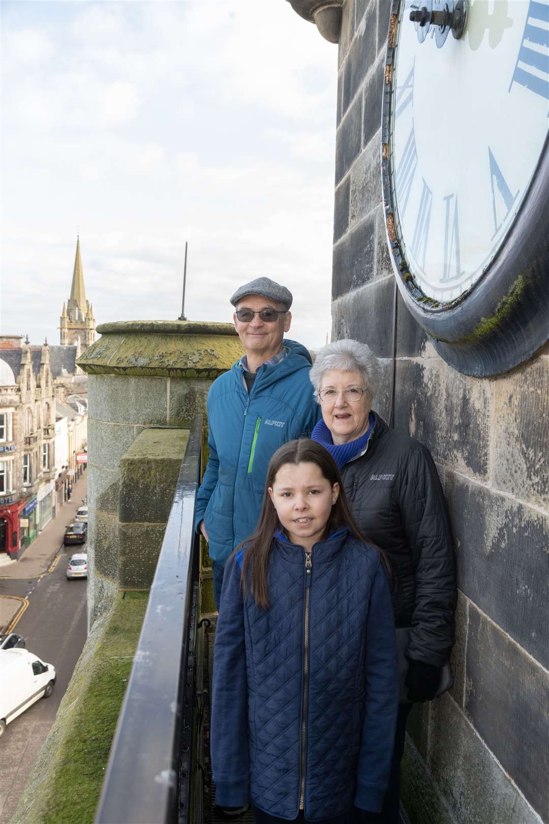 Volunteers Peter Haworth and Susie Haworth showing Laura Hislop the views from the clock tower. Picture: Beth Taylor