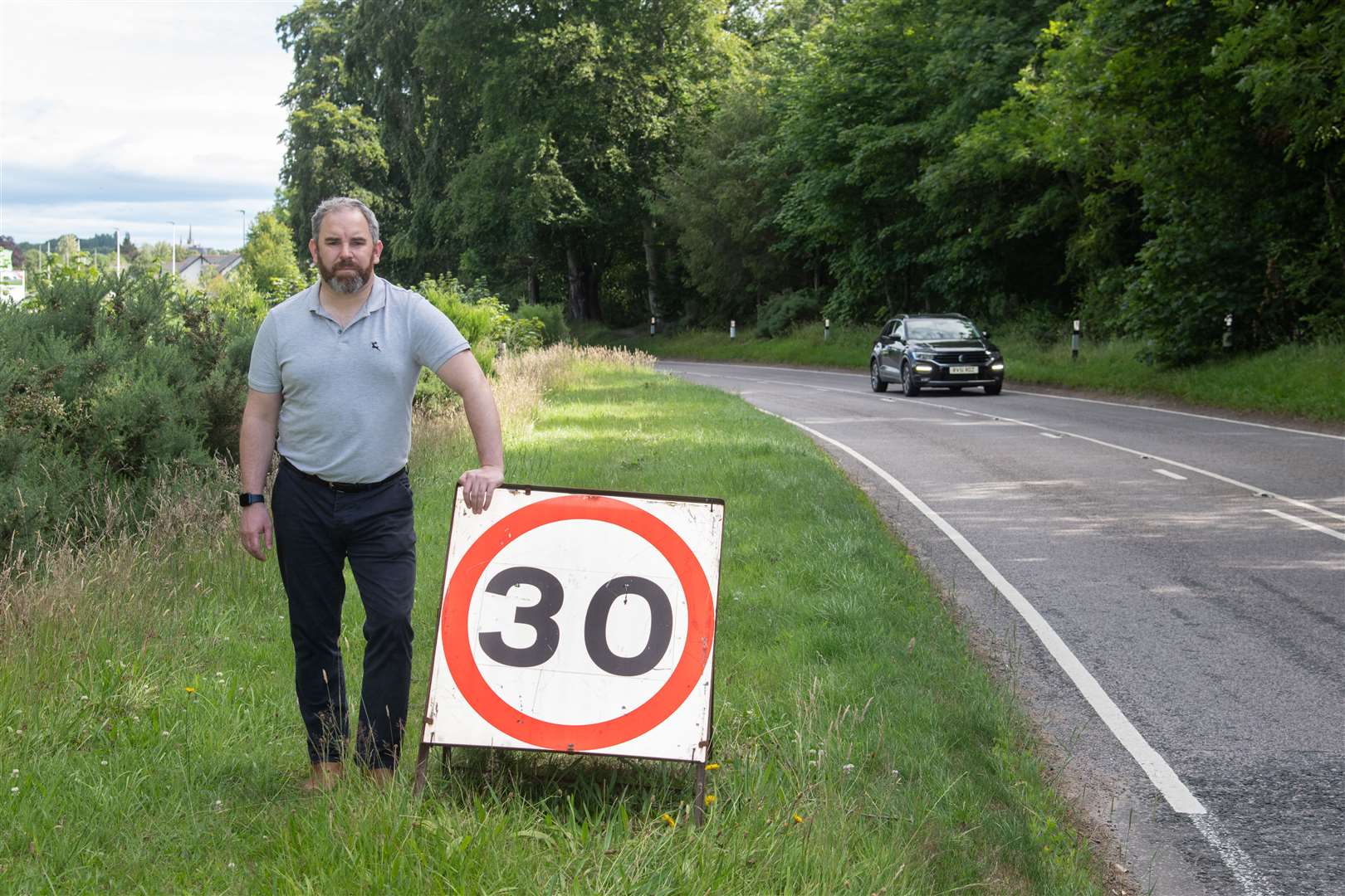 Moray Councillor Scott Lawrence is hopeful that something will be done to reduce speeds at the Grantown end of Forres. Picture: Daniel Forsyth