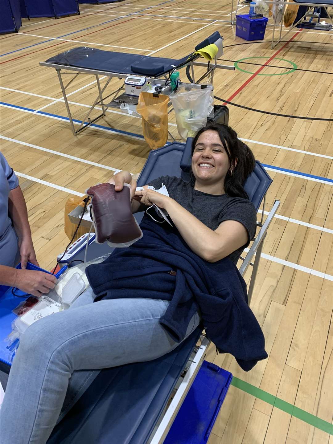 Lower Speyside Young Farmers Club member Rhionna McCallum (19), a nutrition and fitness student at Abertay University, gives blood at Forres.