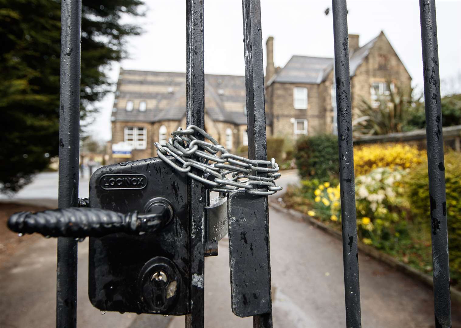 Chained gates at Batley Grammar School (Danny Lawson/PA)