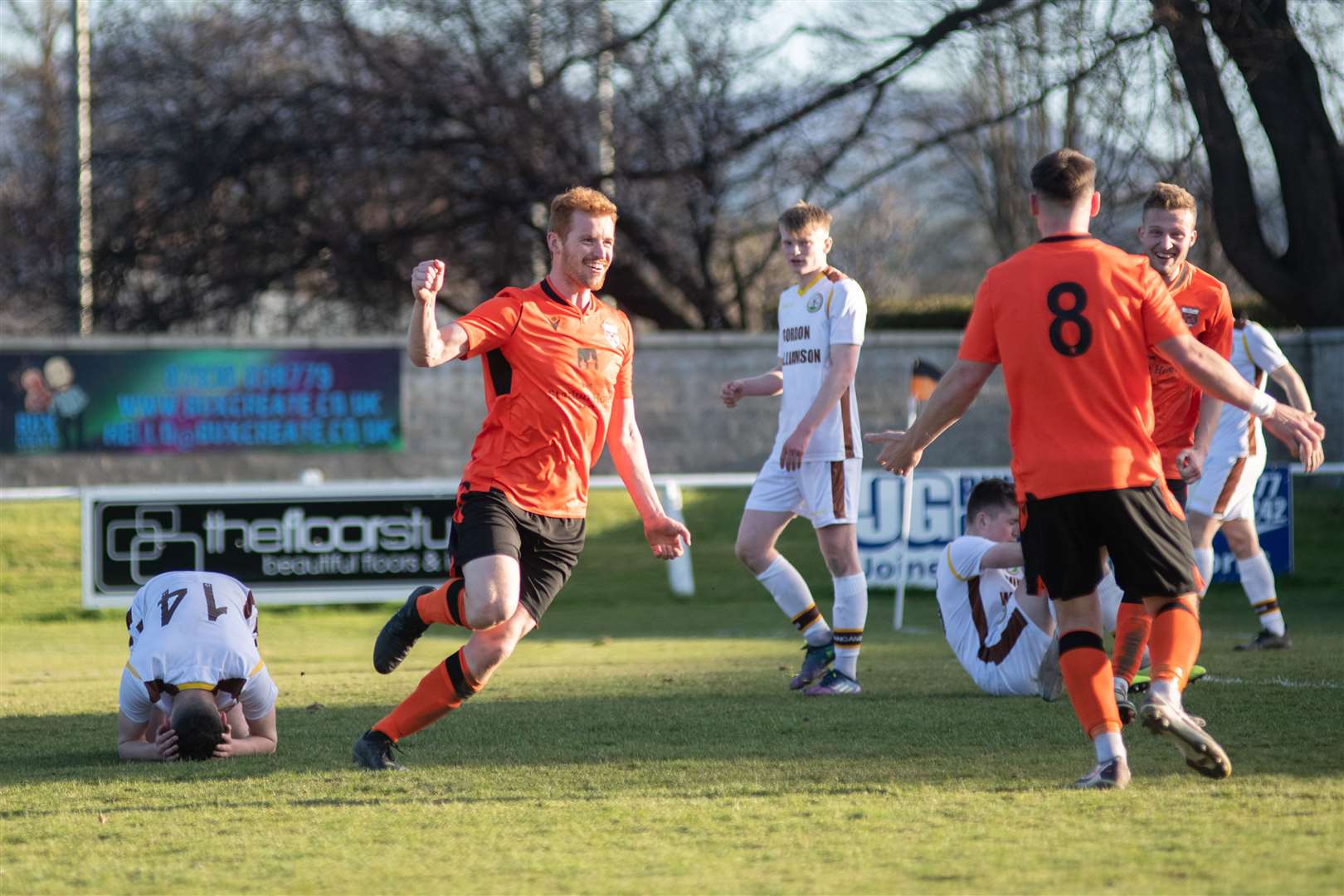 Greg Morrison (Rothes) wheels away to celebrate....Picture: Daniel Forsyth..