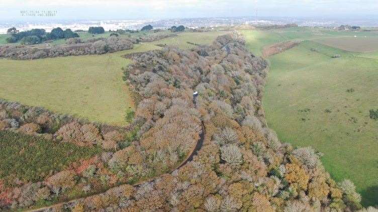 Drone view of Bovisand, outside of Plymouth, where Bobbi-Anne McLeod’s body was found (Devon and Cornwall Police/PA)