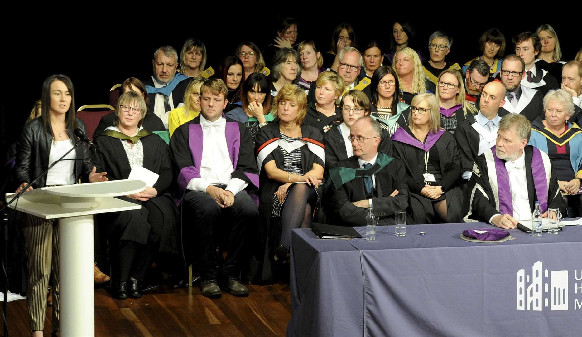 Picture: Eric Cormack. .Moray college graduation ceremony [afternoon session]. All eyes on guest speaker lorna McNee.
