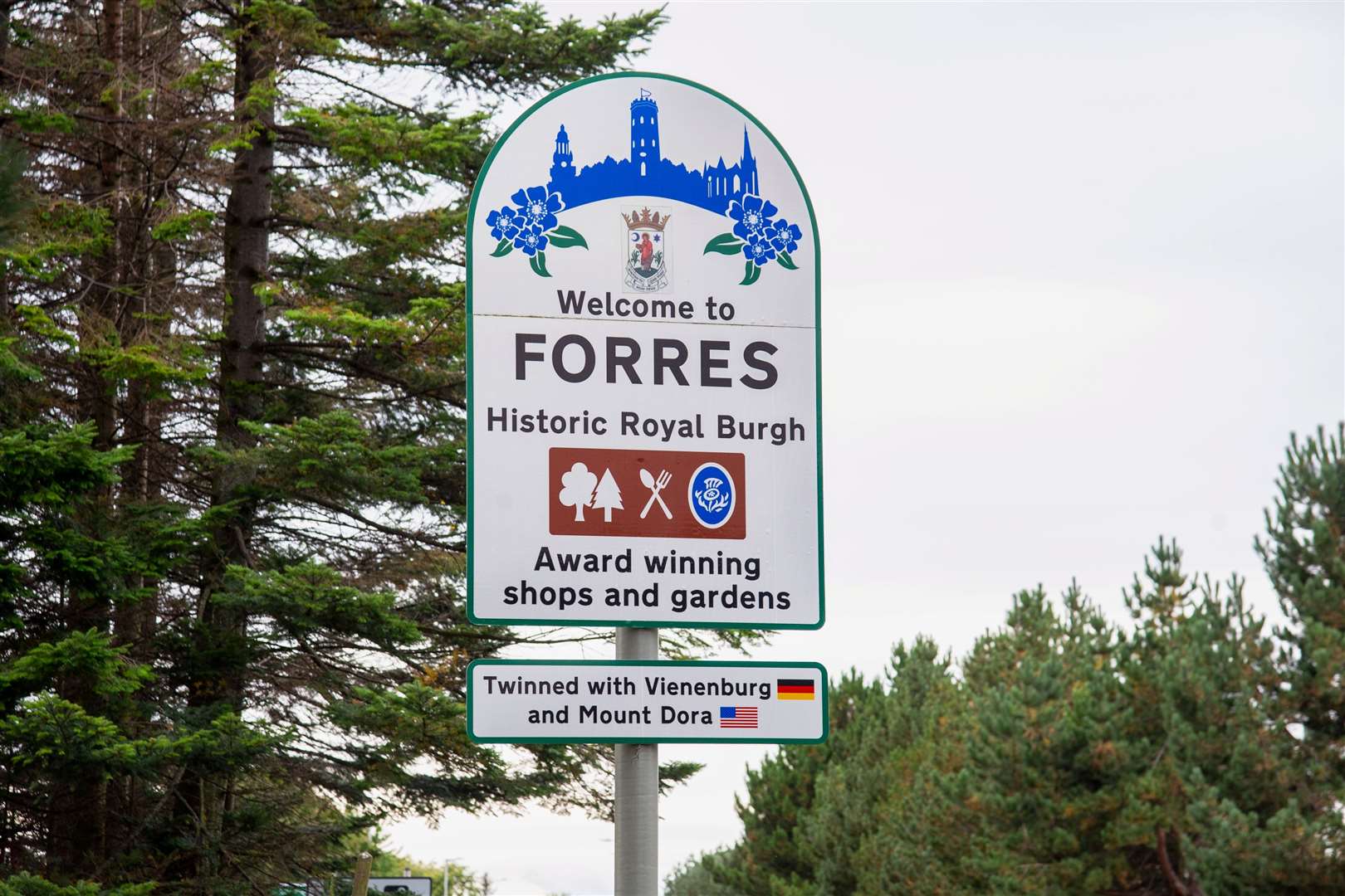 A sign along one of the A96's most dangerous stretches welcomes visitors to Forres...Picture: Daniel Forsyth..