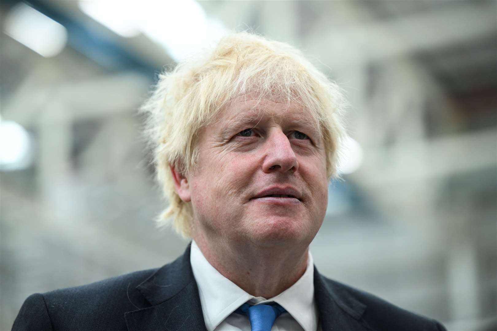Prime Minister Boris Johnson during a visit to the Airbus UK East Factory in North Wales on August 12 (Oli Scarff/PA)
