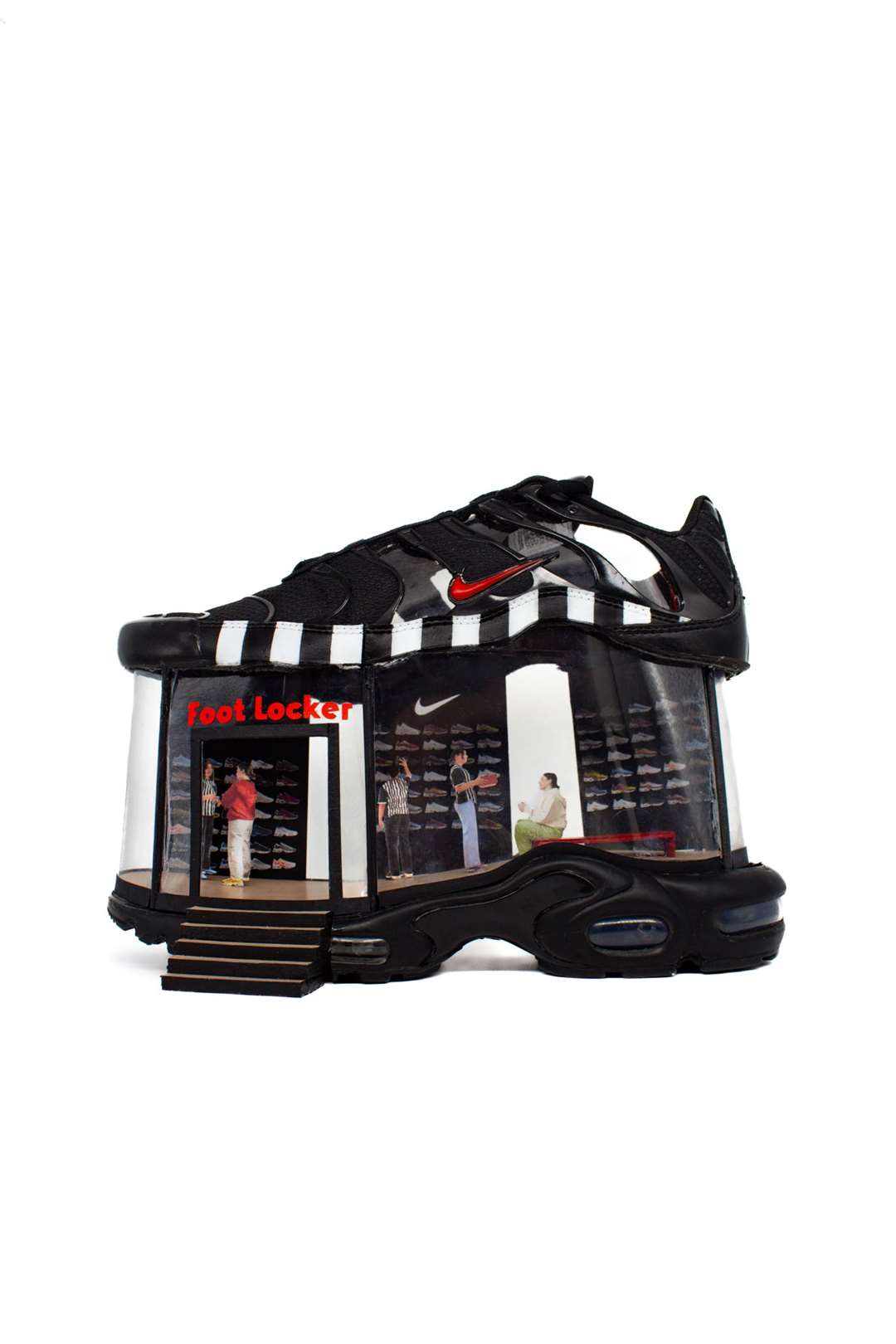 Ms Stockbridge recreated a miniature version of a Footlocker store inside a Nike trainer (Stella Stockbridge)