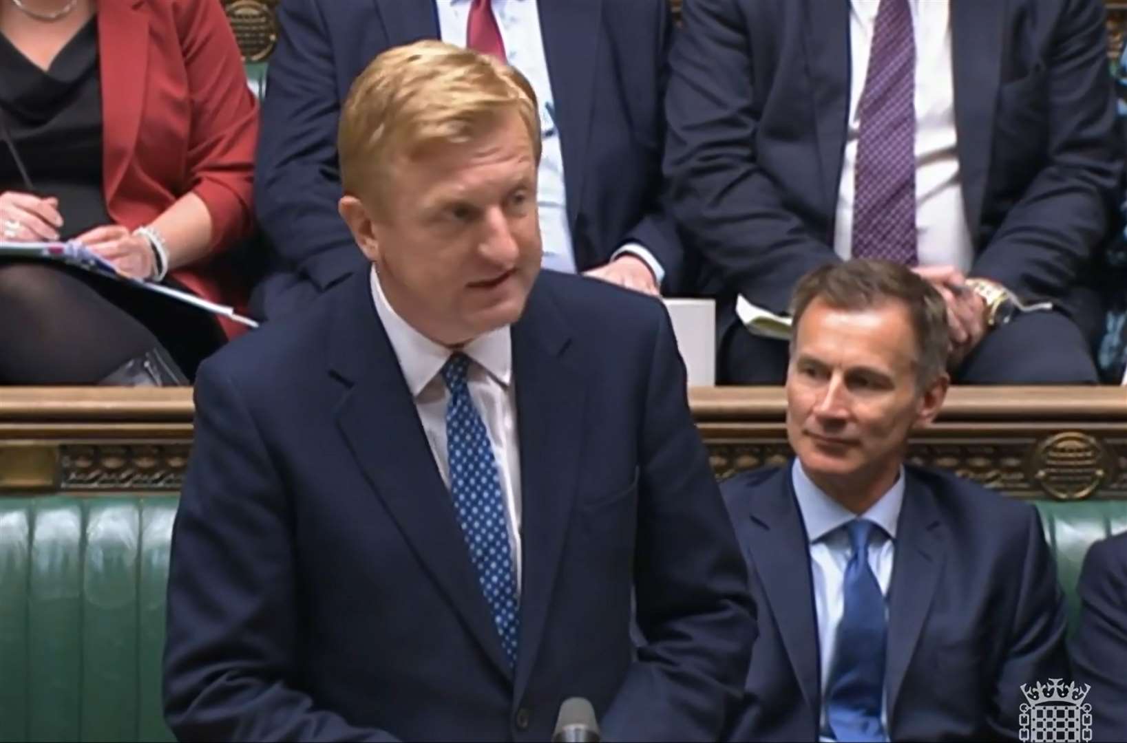Deputy Prime Minister Oliver Dowden standing in for Rishi Sunak at Prime Minister’s Questions (House of Commons/UK Parliament/PA)