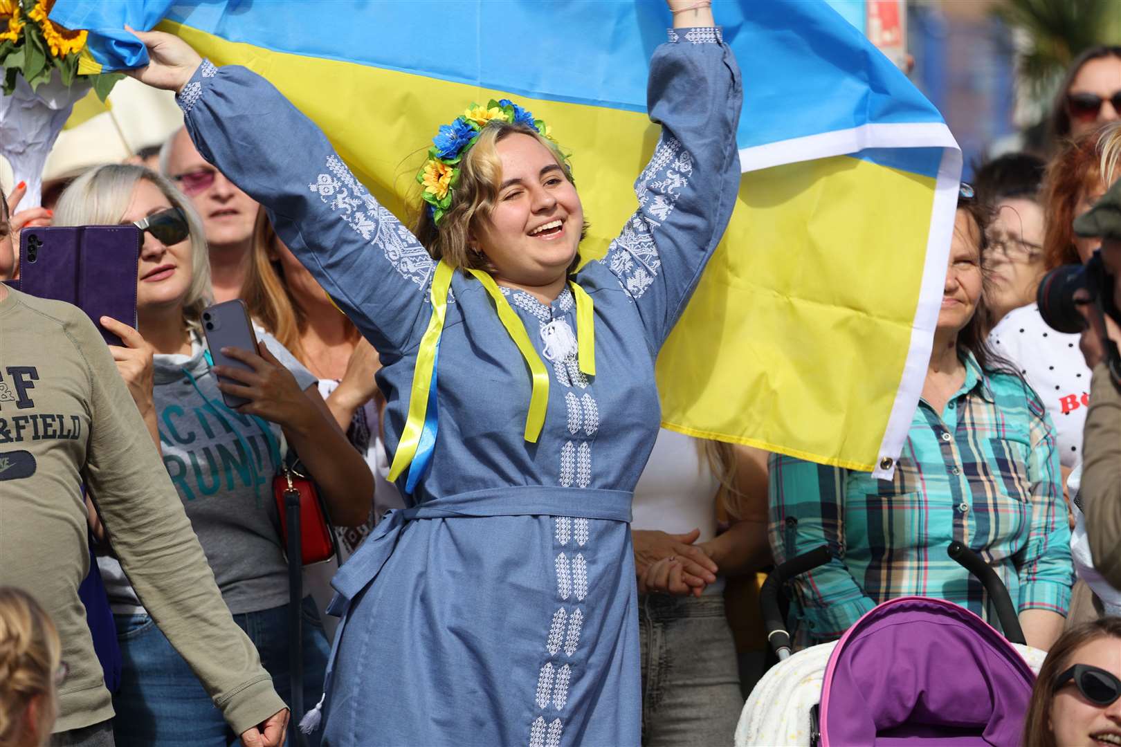 Anna Nedosekina, who travelled to Ireland in March, attends a family day event to mark Ukraine’s Independence Day (Nick Bradshaw/PA)