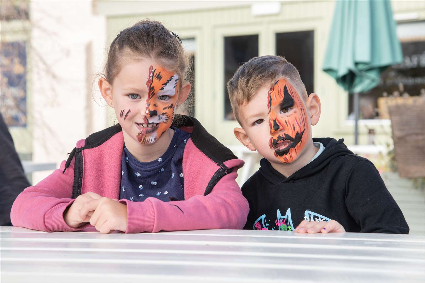 Jessica and Jacob Drover's scary faces. Picture: Daniel Forsyth