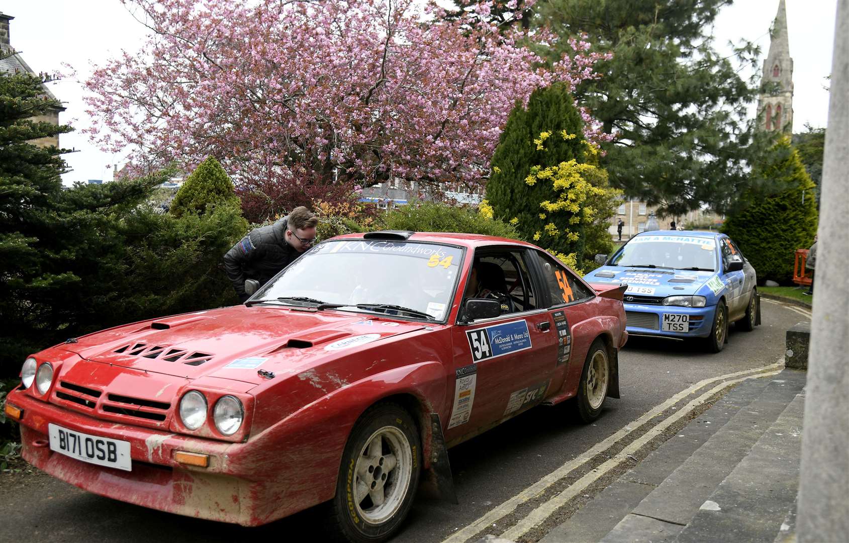 Cars line up at the end of the Speyside Stages .Picture: Becky Saunderson..