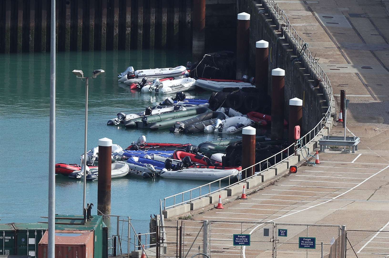 Dinghies and Ribs are moored up inside Dover harbour (Andrew Matthews/PA).