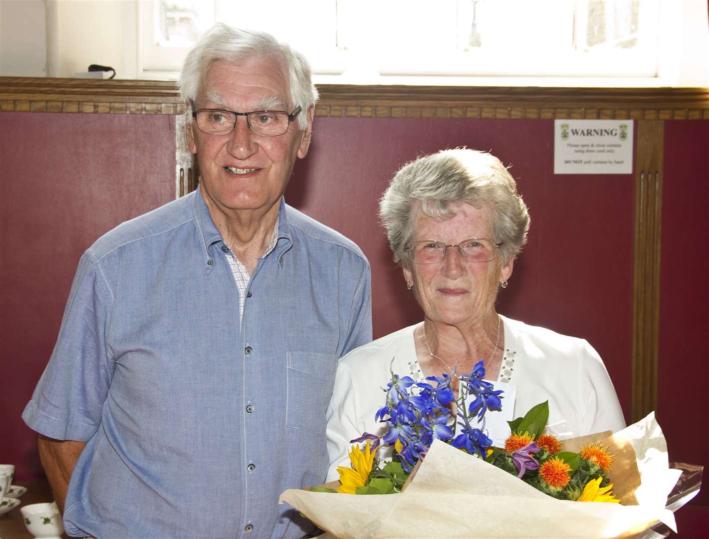 Tom and Iris Logie were presented with flowers for their expertise.