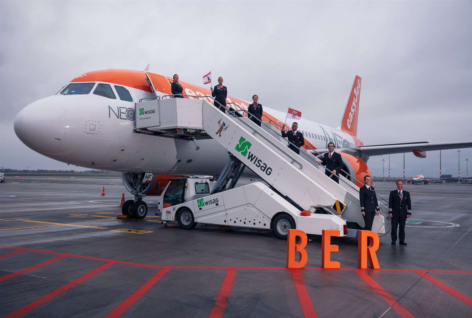 An easyJet aircraft arrived at the new Berlin Brandenburg Willy Brandt Airport on Saturday (easyJet/PA)