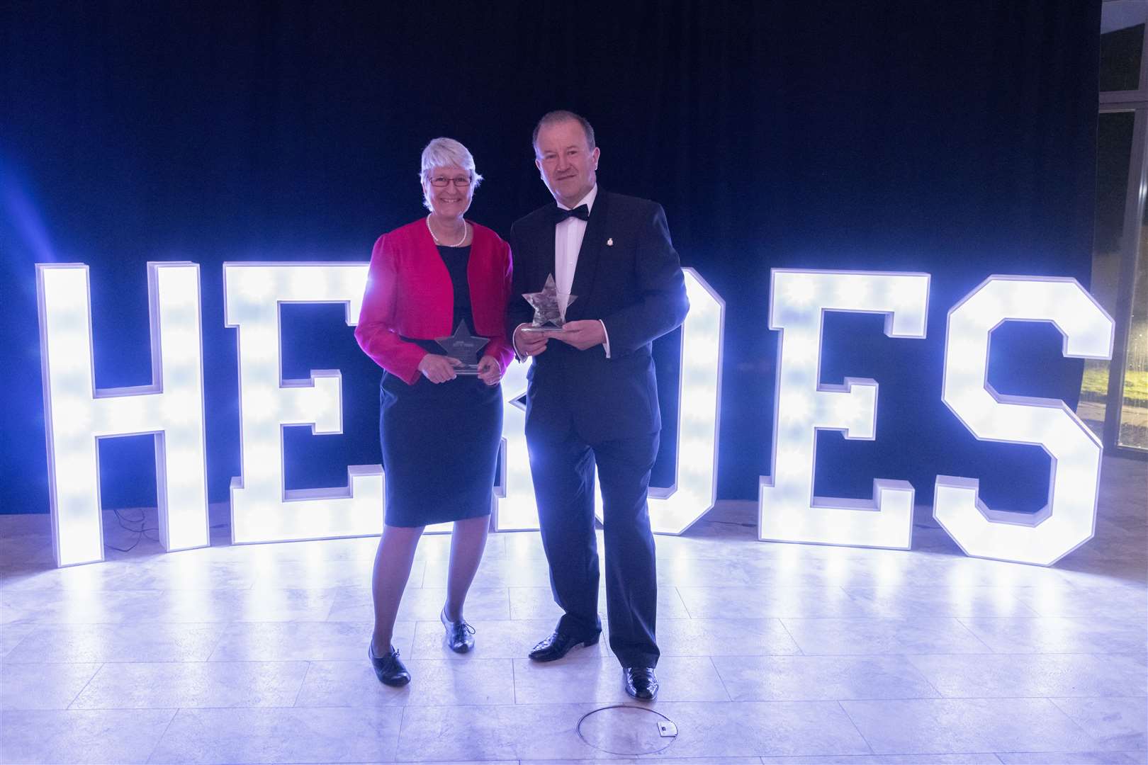 Dr Shelagh Parkinson and Paul Hughes at the Moray and Banffshire Heroes Awards 2023 at Brodie Countryfare...Picture: Beth Taylor.