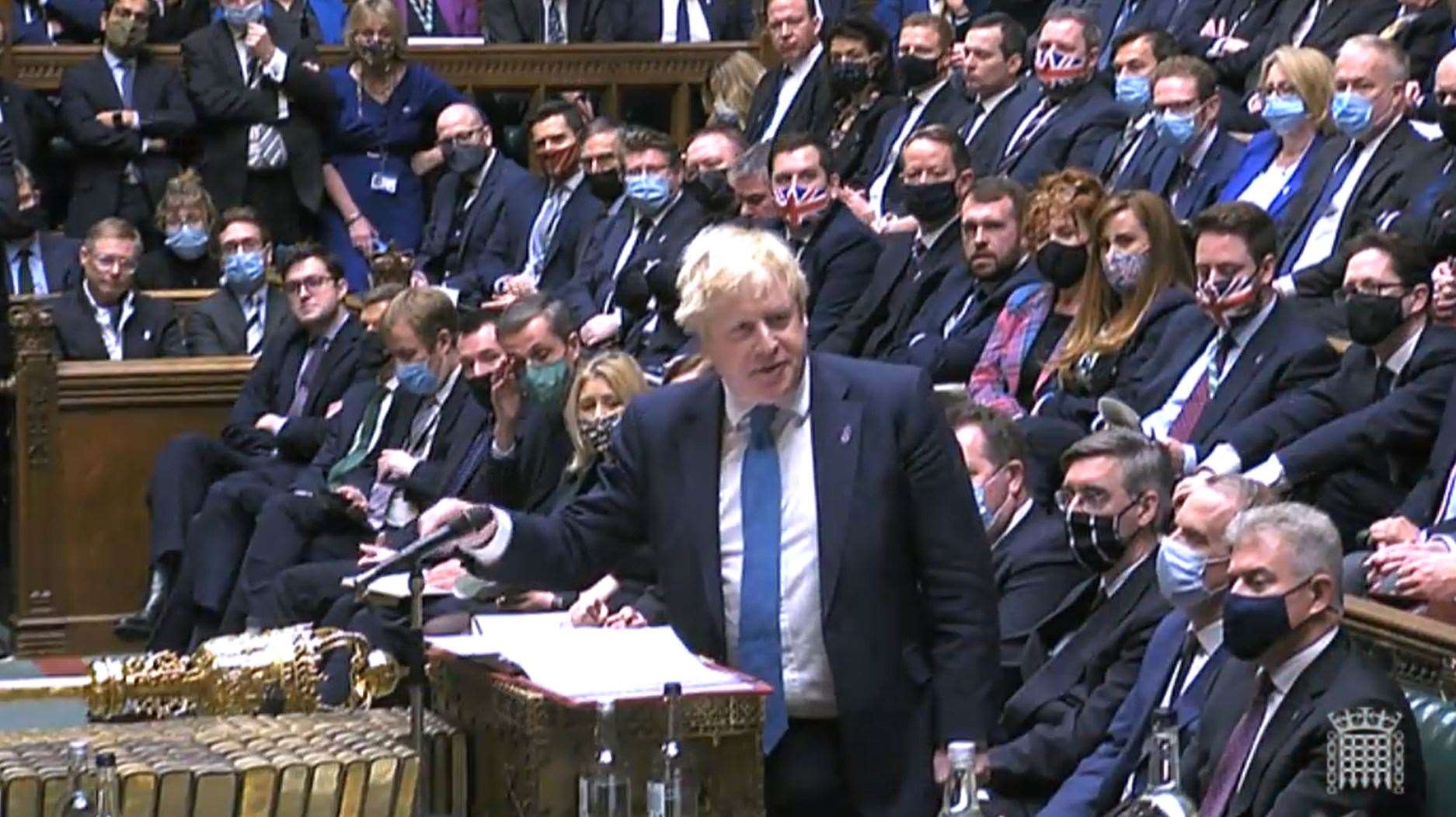 Boris Johnson speaks during Prime Minister’s Questions (House of Commons/PA)