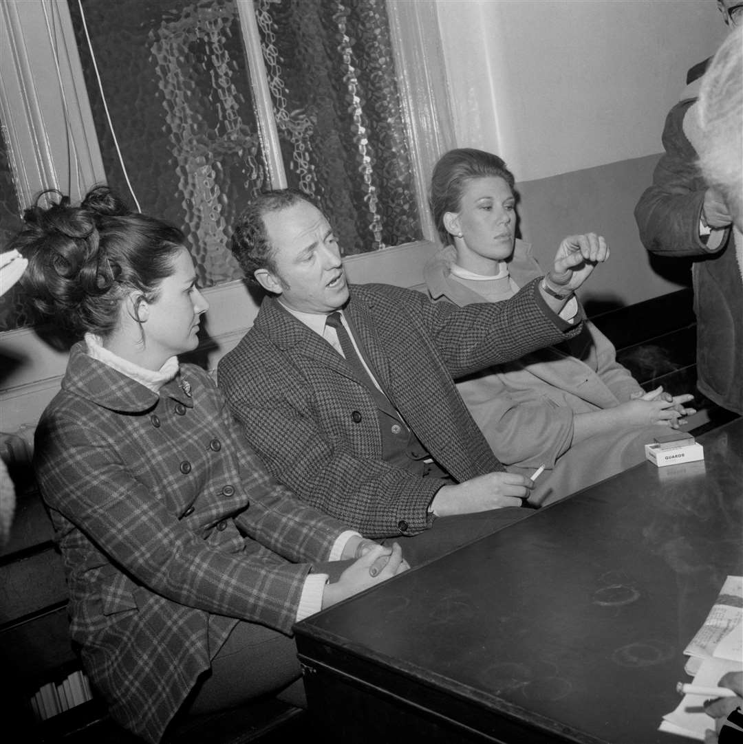 David Dyer, son-in-law of missing Muriel McKay, at a press conference at Wimbledon Police Station 54 years ago (PA)