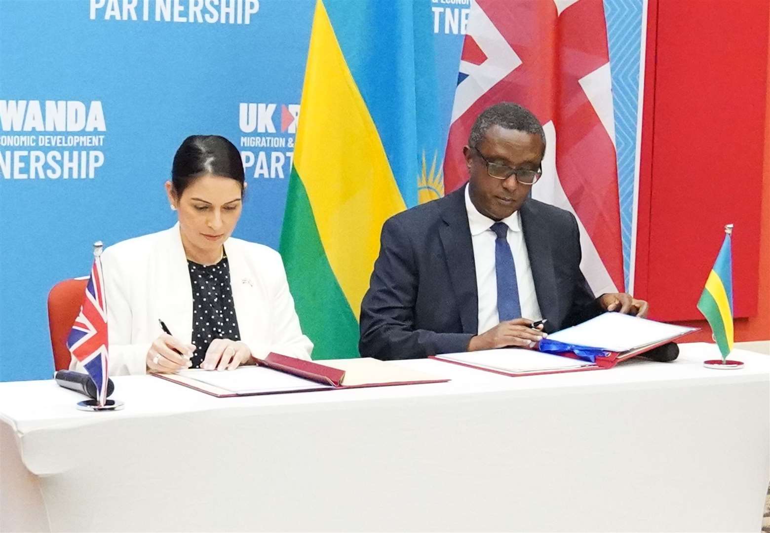 Home Secretary Priti Patel signed a deal in Rwanda (Flora Thompson/PA)