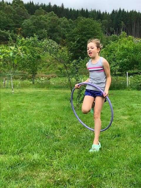 Eva Landy skipping as a sports challenge.