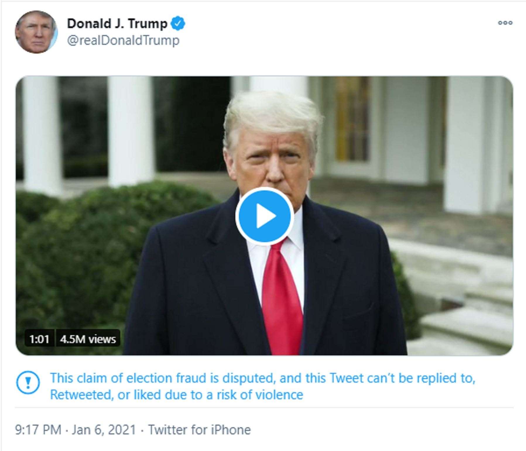 Donald Trump’s latest video was censored by Twitter, YouTube and Facebook (Twitter/Donald Trump)
