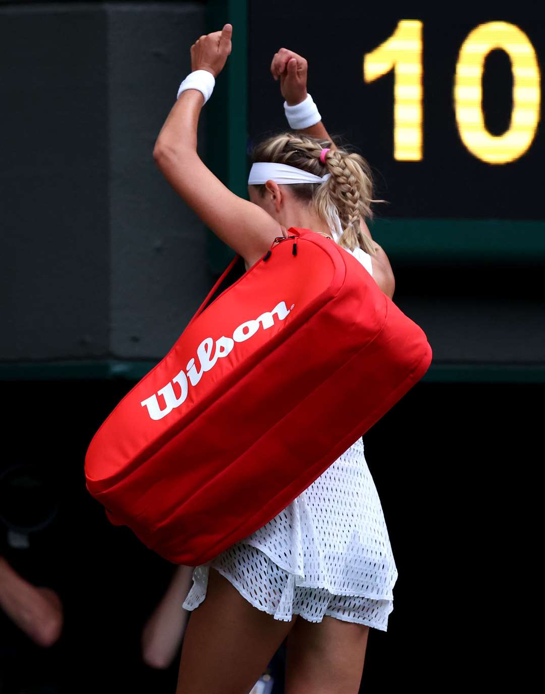 Victoria Azarenka reacts as she leaves court following her match against Elina Svitolina (Steven Paston/PA)