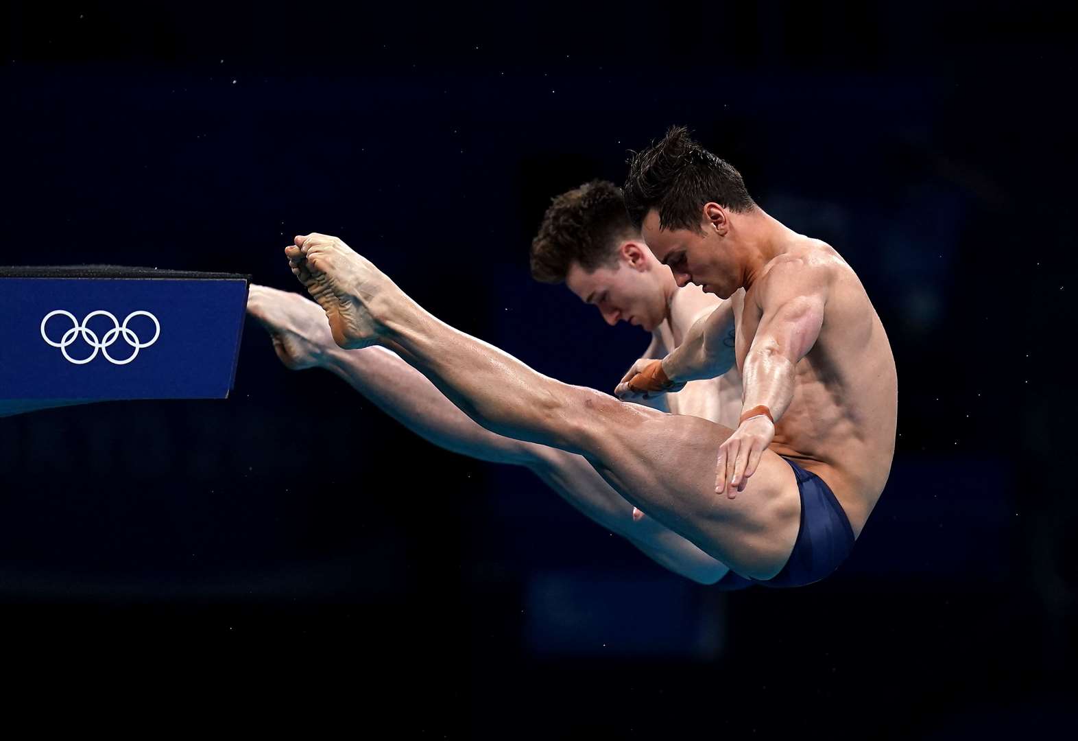Tom Daley and Matty Lee during the men’s synchronised 10m platform final (Adam Davy/PA)