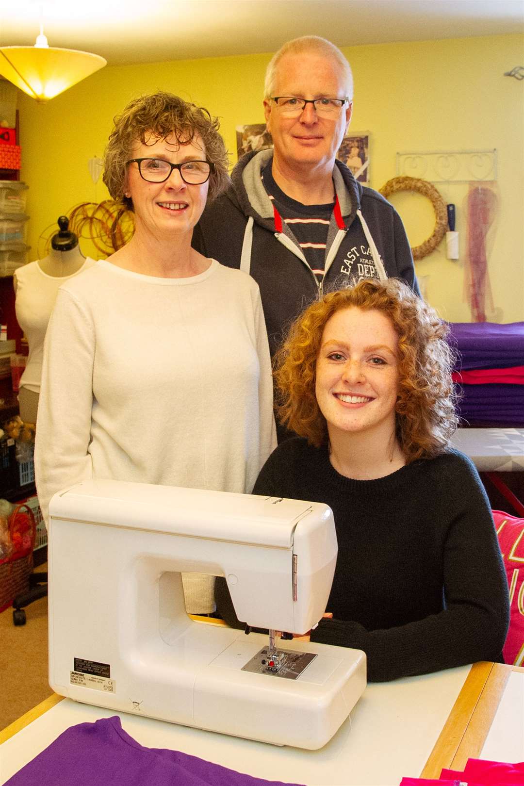 Having returned home to Forres after studying in Glasgow due to the pandemic, 20-year-old Emily Barker has been busy making scrubs for local health care workers while studying from home...Picture: Daniel Forsyth..
