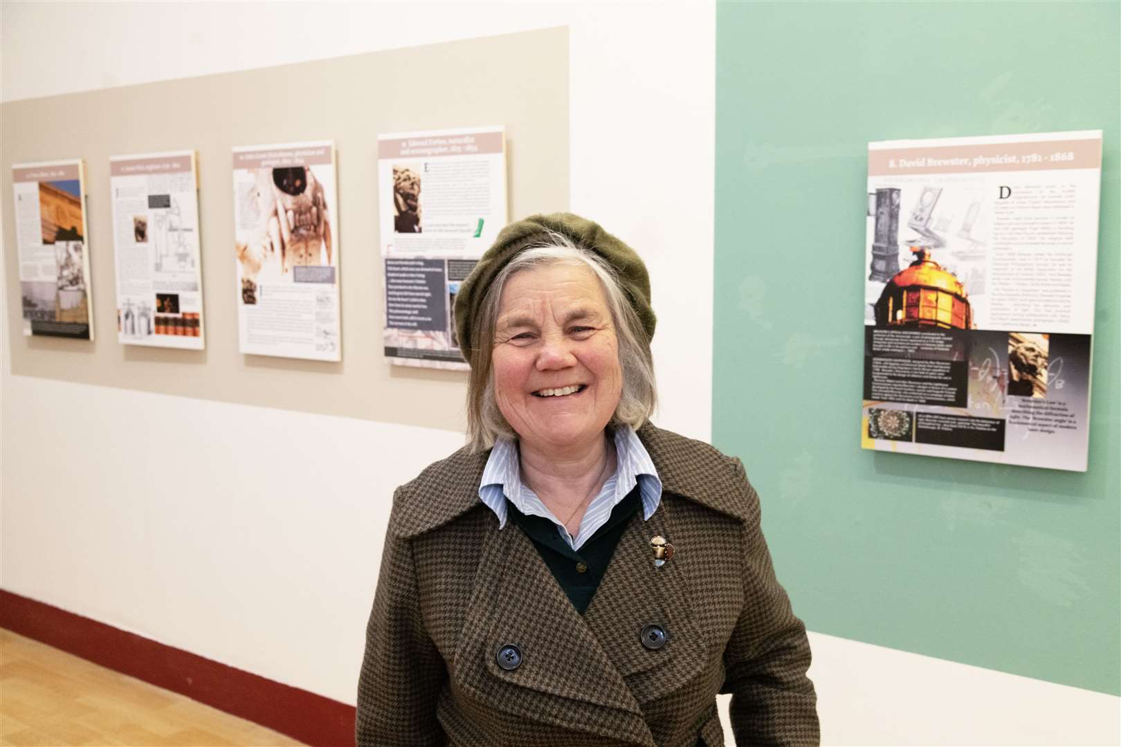 Friends secretary Christine Clerk and part of the display at Forres Town Hall. Picture: Beth Taylor