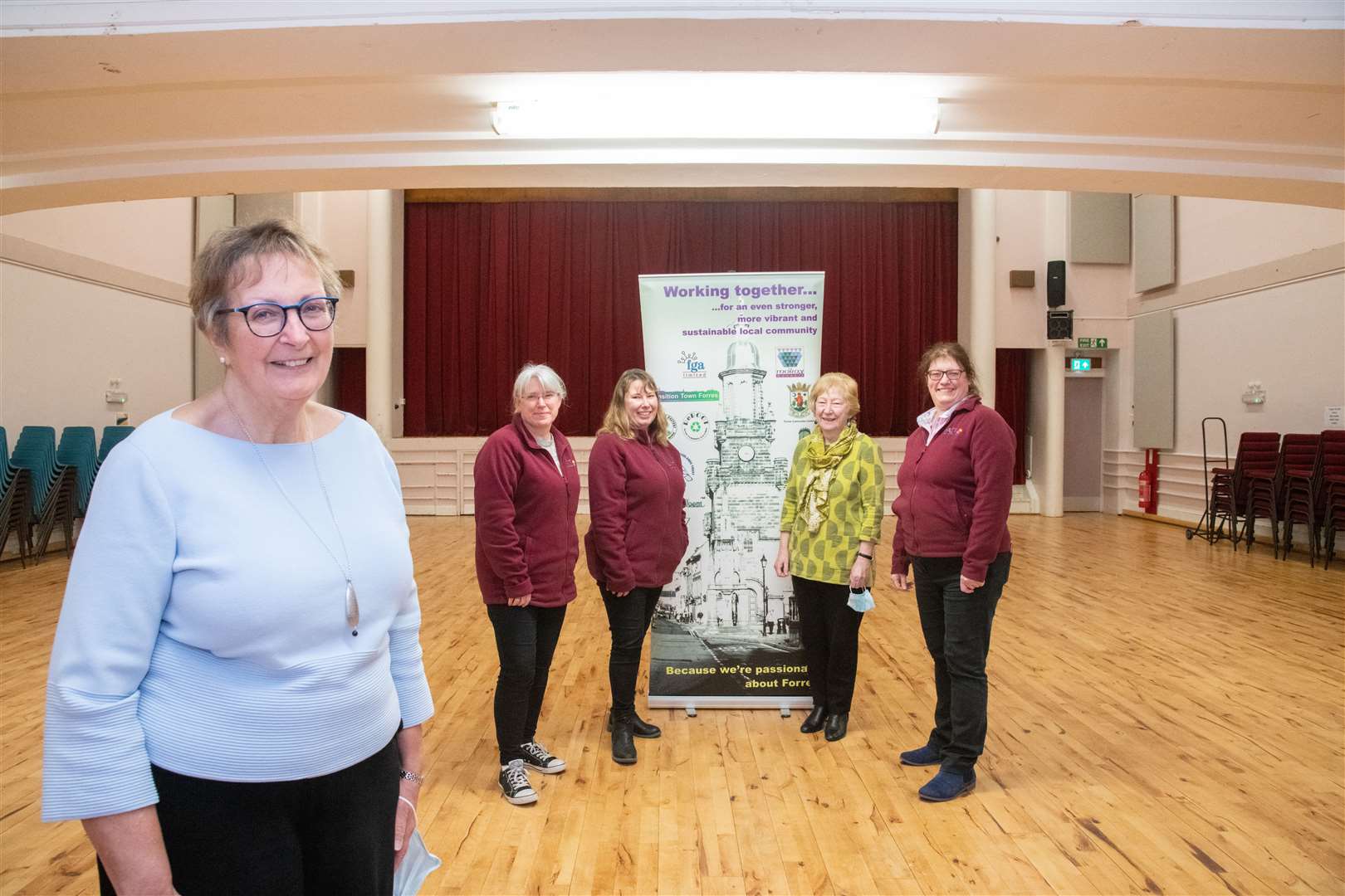 Gearing up for the volunteer marketplace event at Forres Town Hall are (front) Forres Rotary Club’s Sheena MacGillivray who is joined by (from left) Loretta Oliphant, Lindsey Standring, Sandra Maclennan and Debbie Herron. Picture: Daniel Forsyth