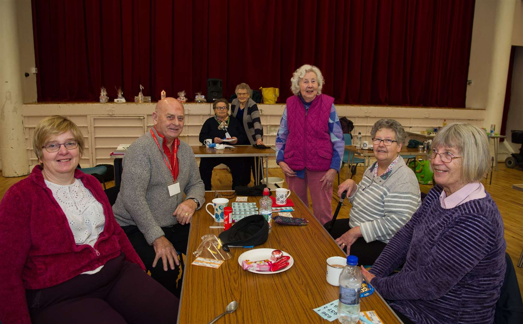 Aileen and George Longmore, June Kirk, Carole Calder and Pam Thompson enjoying the company at a Forres OAP Association afternoon in the town hall. Picture: Becky Saunderson