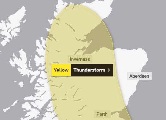 The yellow warning comes into force at noon on Tuesday. Picture: Met Office.