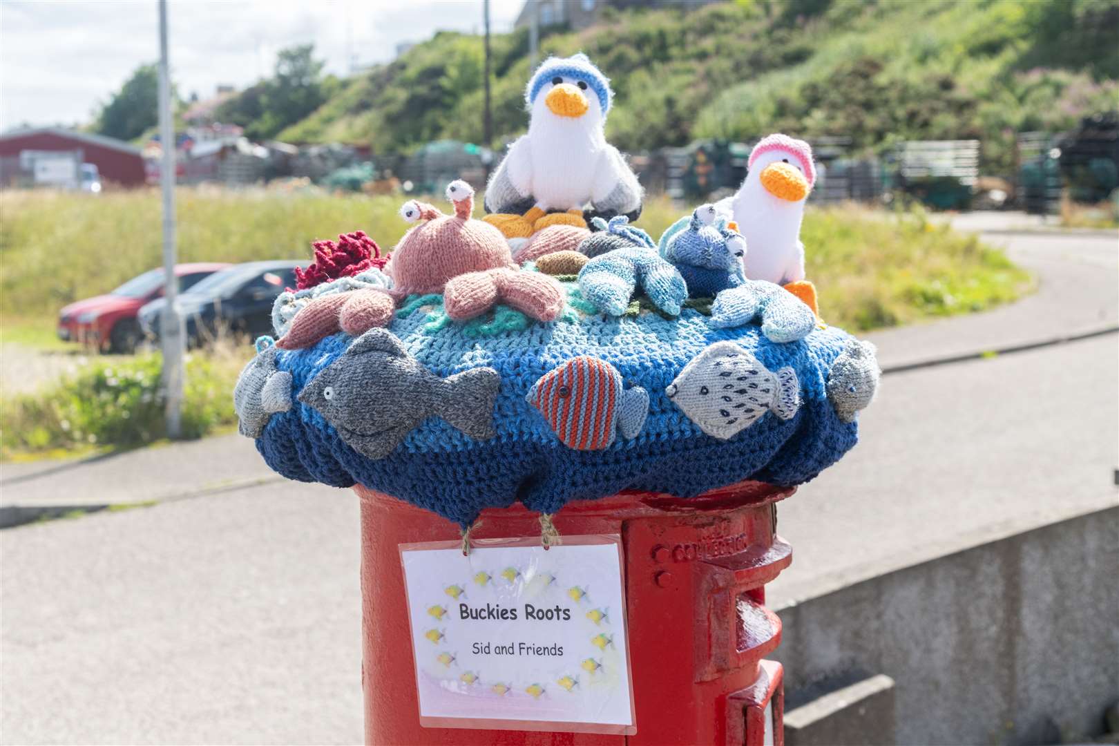 Sid and Friends made the post box outside Eat Mair Fish in Buckie their home during July. Picture: Beth Taylor