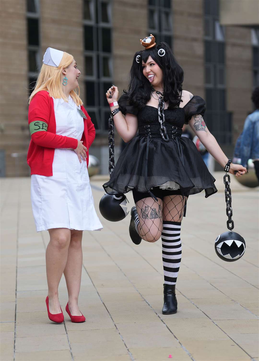 Alison Mitchell as Lisa Garland from Silent Hill (left) and Izzy Lindley as Chain Chomper from Mario (Danny Lawson/PA)